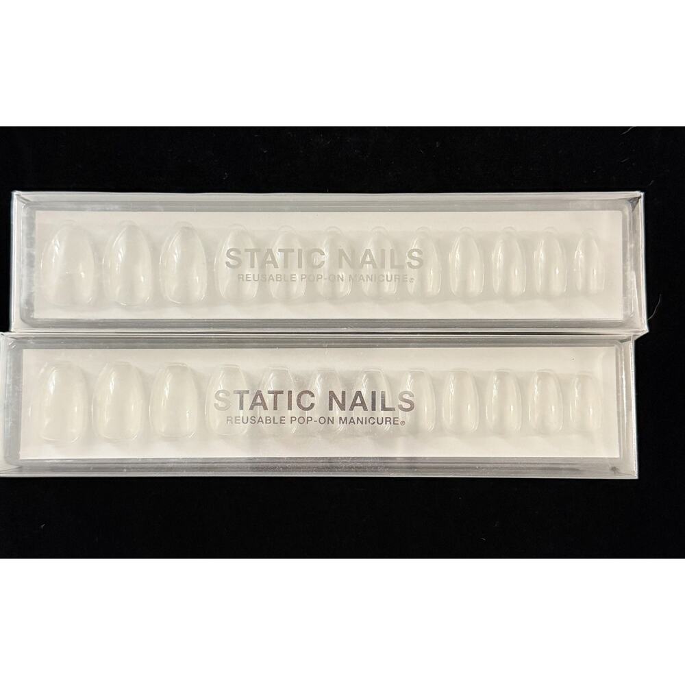 Lot 2 Static Nails Pop On Reusable Manicures‎ Coffin Short Foundation Clear